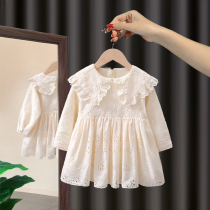 Girl dress spring and autumn 2021 New Korean version of female baby Foreign style princess dress child lace mesh skirt