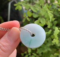 Yang Yujia Myanmar natural A goods Jade waxy species floating flower antique safe buckle 925 silver chain pendant certificate