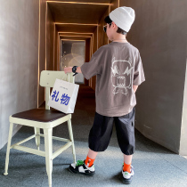 Boys summer suit 2021 new childrens summer Net red sports clothes boys handsome fashionable foreign style tide