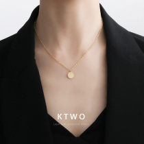 South Koreas new fashion K gold good luck round card Necklace Womens Chains Sexy Minimalist Online Red with collarbone chain