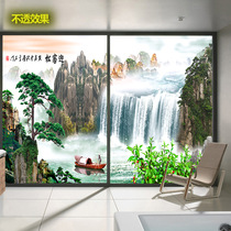 Living room glass sticker office cellophane blackout window anti-moving door sticker decorative landscape painting film