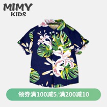 MIMY brand childrens clothing boys Hawaii beach wind new short-sleeved lapel flower shirt childrens thin top