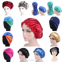 Women Wide Band Shower Sleep Caps Satin Silk Bonnet Soft Sat