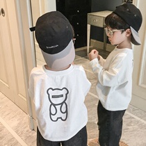 Boys long-sleeved T-shirt 2021 spring and summer new handsome cartoon middle-aged and older childrens cotton tops childrens bottoming shirt tide