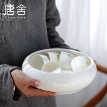 Tangshe large Dehua white porcelain tea washing cup Water washing dishes Ceramic Kung Fu tea tea ceremony accessories Pen washing basin