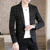 Suit men Korean fashion print casual suit jacket young hair stylist trend slim suit suit suit