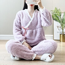 Winter winter moonwear 12 months after January after feeding and thickening plus size winter pregnant womens pajamas flannel