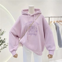 Cartoon Rabbit Alphabet Embroidered Gush Clothing Lady 2022 New Autumn Winter Loose Thickened with cap jacket