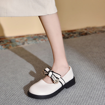 Single Shoe Woman Spring 100 Hitch Night Wind Jk Day Ensemble 2022 Butterfly Knot Retro Chic Inglém Mary Precious Shoes Small Leather Shoes