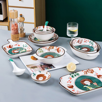 Dish set Household single noodle soup rice bowl Nordic bowl Japanese personality one-person food tableware plate creative net celebrity