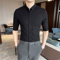 Striped shirt Male short sleeve Summer Korean version Trend Body Checkered Day Ensemble Business Casual Superior mens shirt