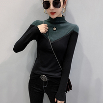 European Standing Jersey Woman Autumn Winter New Fashion Semi-High Neckline Mult Shirt Woman Long Sleeve Hitch blouses