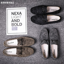 Bean Bean Shoes Men Genuine Leather 2022 Summer New Korean Version Trends 100 Hitch Men Casual Shoes A Foot foot Lazy Shoes