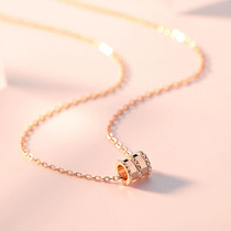 S925 pure silver necklace temperament rose gold small brute waist cover chain pendant transfer bead neck ornament to send girlfriend