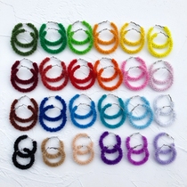 Europe and America ins autumn and winter purple color simple personality Joker circle earrings plush earring ear clip stainless steel