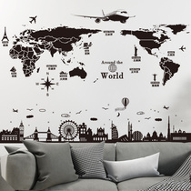 Map 3D stereo wall sticker Dormitory decoration Nordic wallpaper self-adhesive creative personality bedroom background wall sticker art