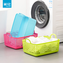 Tea Flower Plastic Containing Basket Home Big Number Storage Containing Basket Kindergarten Toy Dirty Laundry Basket Bathroom Laundry Basket