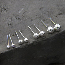 Silver Qi silver ornaments S925 sterling silver little bean ball beads earrings 3 4 5 6MM raising ears for men and women