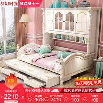 Childrens bed Girl 1 2m single princess bed less girl storage wardrobe bed integrated small apartment bedroom with bookcase