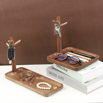 Solid wood hanging key holder entrance entrance door key storage box creative key desktop holder vertical ornaments wooden