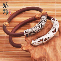 925 sterling silver DIY accessories Silver elbow bracelet Chicken blood Vine Lotus wood bracelet bag silver tube handmade string bead jewelry