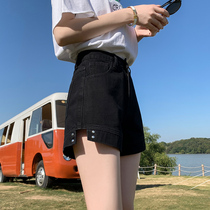 In the summer of 2022 new jeans shorts female thin black thin a - word high waist wear loose hot girl pants