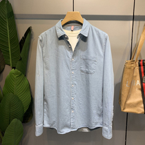 Tide Card Spring Autumn Season Long Sleeve Shirt Male Trend Pure Color Casual Outwear Jean Shirt Handsome Gas Korean Version Slim Fit Jacket