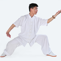 Bai Ling summer short-sleeved tai chi suit Cotton and hemp brocade martial arts suit Free ironing practice suit Chinese style Tai Chi men and women suit