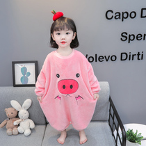 Babys sleepy dress winter girl flannel cord nightgown autumn winter long gown winter sleeping bag home suit