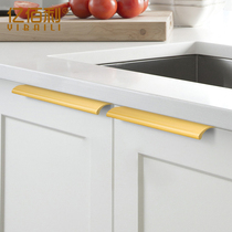 Pure copper invisible handle cabinet door cabinet drawer brass handle simple extended wardrobe gold embedded hidden handle