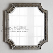 American wall-mounted entrance living room decorative mirror fireplace art background hanging mirror Simple square bathroom wash mirror customization
