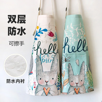Double waterproof apron home kitchen oil-proof Korean fashion men and women cute hand wipe restaurant creative bib