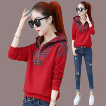 Womens long-sleeved T-shirt womens autumn 2020 new coat Autumn Spring and Autumn Korean version of Joker wearing hooded sweater