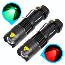 Red green flashlight telescopic focus adjustment far and near light LED lighting flashlight waterproof pen buckle rechargeable