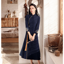 Autumn and winter modified cheongsam 2020 new young national tide temperament Chinese style retro slim long dress