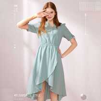 Summer New Purple X Lanfa Style Cashew Waist Display Slim Irregular Skirt Hem Dress D80