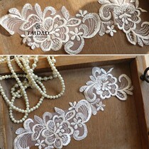 Taiwan DIY handmade accessories organza bottom embroidery lace decal s36 cloth patch flower Flower ivory white wedding accessories