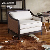 East meets West Single sofa New Chinese modern minimalist tiger chair Living room chair Fabric designer leisure chair