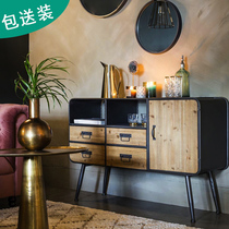 loft custom sideboard against the wall solid wood Chinese restaurant living room home log locker storage integrated American