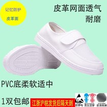 Leather comfortable electrostatic shoes blue men and women general factory deodorant white soft bottom dust free breathable women deodorant