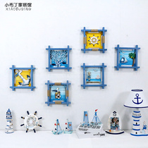 Mediterranean square box vintage decorative painting Wooden old ocean hanging painting Room decoration Iron anchor 3D three-dimensional hanging painting