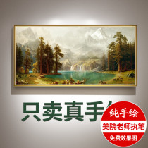 Living room oil painting European cornucopia sofa background wall decoration painting deer landscape murals landscape painting American hand painted