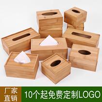 Bamboo Wood Paper Towels Box Custom LOGO Home Storage Box Hotel Cramers Restaurant Hotel Special Price Advertising Paper Crate