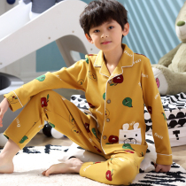 Boys pajamas long sleeve cotton spring and autumn children boys big children home clothes children baby pajamas winter thin