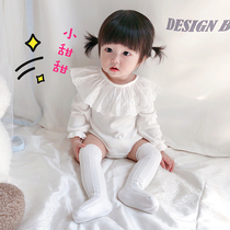 Newborn baby conjoined clothes Spring and Autumn white princess lace full moon ha clothes 3 Months 6 female newborn baby cotton