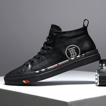 European Station Mens Shoes 2022 Summer New High Bunch Shoes Mens Real Leather Trends 100 Hitch Full Leather High Bon Board Shoes Man Tide Shoes