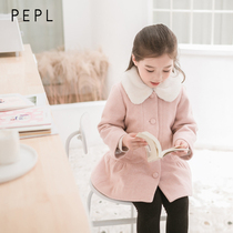 PEPL childrens clothing 21 winter New Girl Korean version thick plus velvet collar coat childrens baby woolen coat