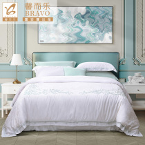 Fu Anna Tencel Four Piece Solid Color Wind 60 Embroidery 1 8m Bedding Silky Bed Sheets quilt cover
