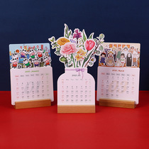 2021 desk calendar year of the ox creative desktop ornaments mini cute cartoon calendar small wooden frame desk calendar custom calendar book calendar ins style simple design students clock in notes
