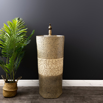 Ceramic home column type washbasin balcony toilet integrated floor-type column basin outdoor washbasin 7